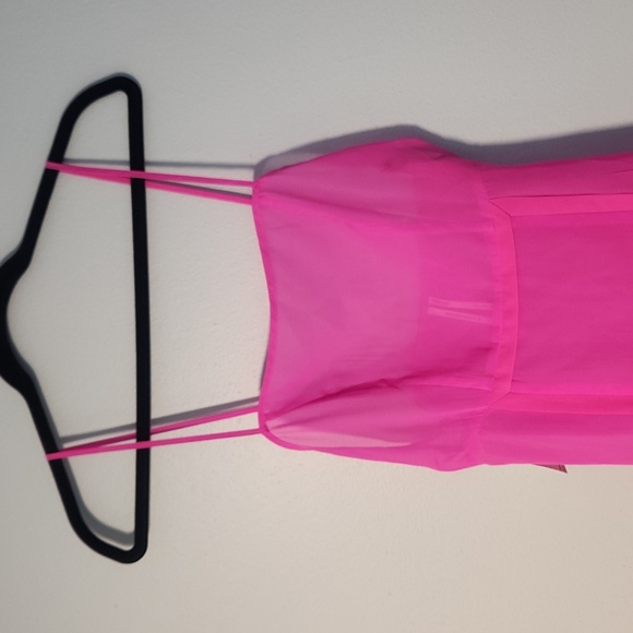 NWT Anthropologie Sheer Paneled Midi Dress, Size 00, Neon Berry, - Picture 4 of 11